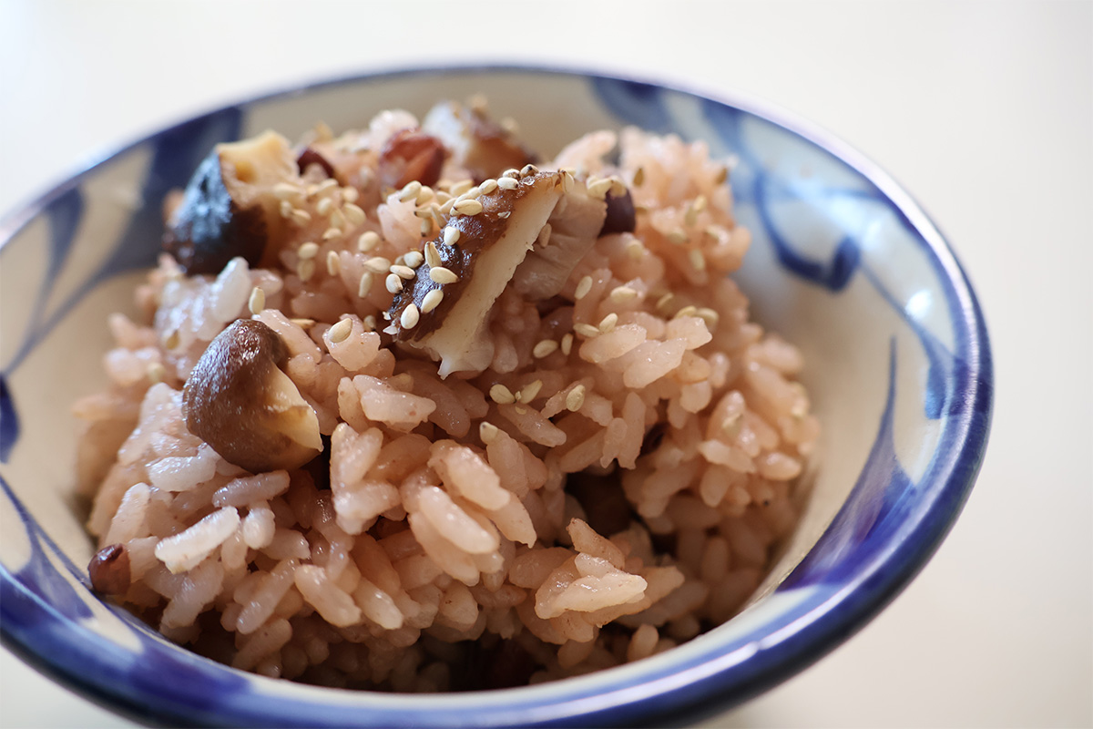 干し椎茸と小豆の炊き込みご飯